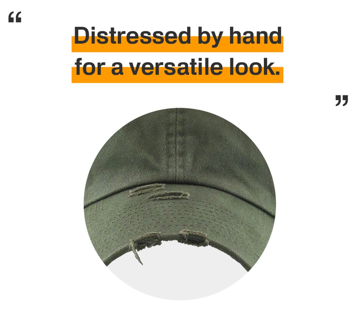 Olive Distressed Vintage Baseball Cap Front View